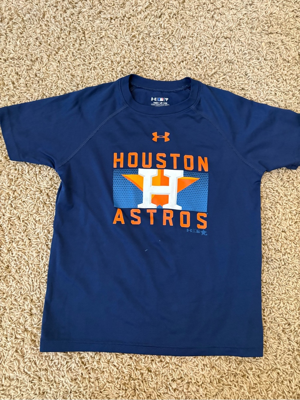 Under Armour Navy & Orange Houston Astros Kids Short Sleeve Tee, Size YS